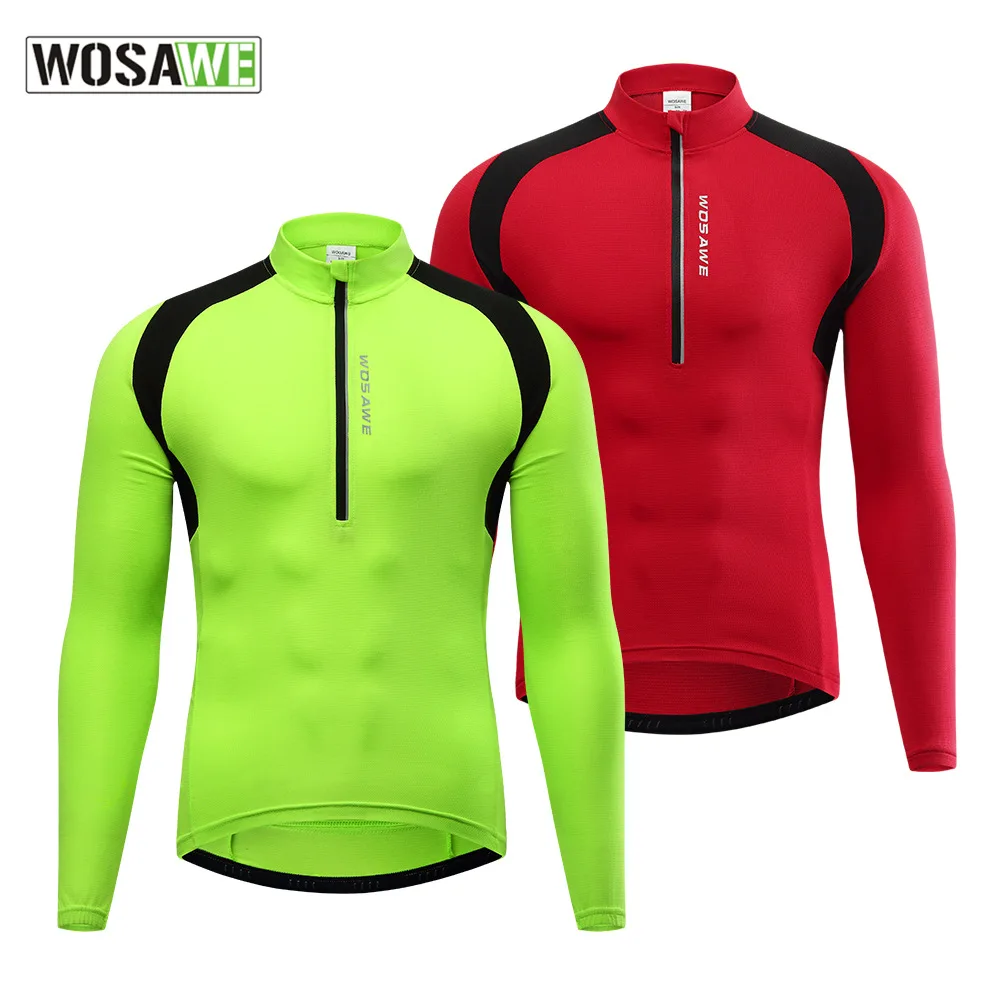 

WOSAWE Men's Cycling Jersey Long Sleeve MTB Maillot Bike Shirt Downhill Jersey Pro Team Mountain Bicycle Breathable Clothing