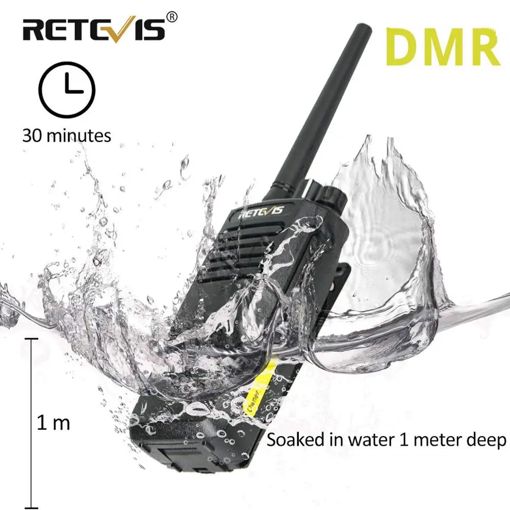 Высокомощная цифровая рация DMR IP67 водонепроницаемая Retevis RT50 дисплей UHF VOX