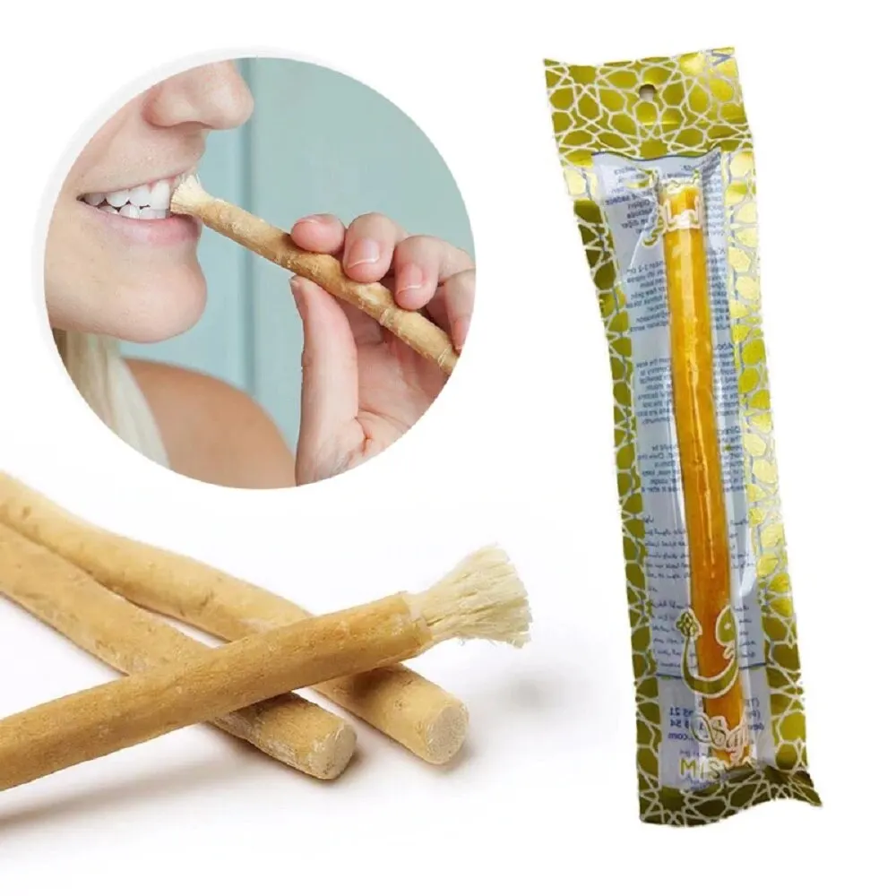 

Fresh natural organic toothbrush Miswak dental cleaning wood soft Miswaak dental care gypsum board crystals cleaning السواك