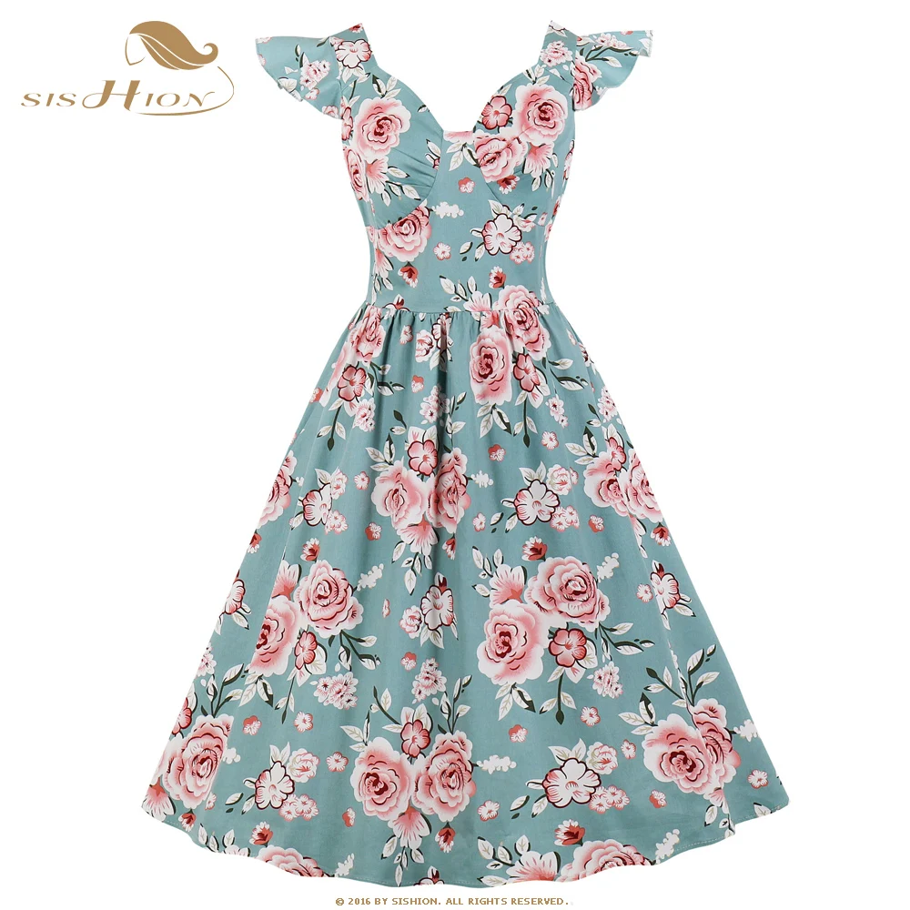 Женское винтажное платье в стиле рокабилли SISHION белое с коротким рукавом и