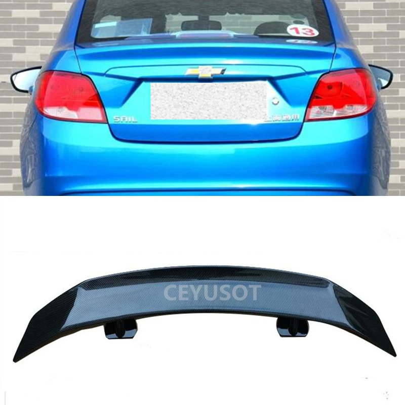 CEYUSOT FOR Universal GT Accessories Spoiler Chevrolet Sail ABS Material Car Trunk Rear Lip Tail WING Refit Black Body Kit 2000+