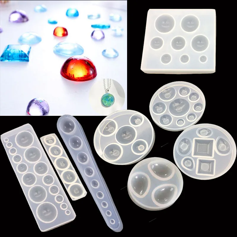 1PC Water Crystal Glue Round Cabochon Circle Pendant Silicone UV Mold for Making Pedant Jewelry Exoxy Resin Molds Jewelry Tools