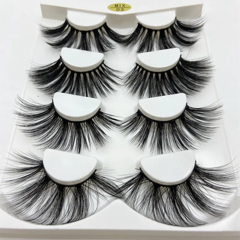 Buzzme 6D12 4pairs faux mink lashes Natural False Eyelashes Silk Dramatic Volume Fake Lashes Makeup Eyelash Extension | Красота и