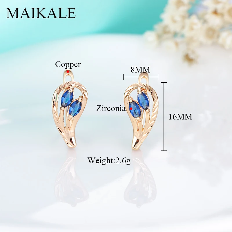 MAIKALE, модные маленькие серьги-гвоздики для женщин, красные/синие/черные/зеленые/фиолетовые серьги с кубическим цирконием, полые корейские ювелирные изделия с цветком