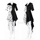 Костюм для косплея злых мадам кроеллы из фильма, костюм для взрослых, женское платье, черно-белое платье горничной, перчатки, искусственный парик для хэллоуивечерние