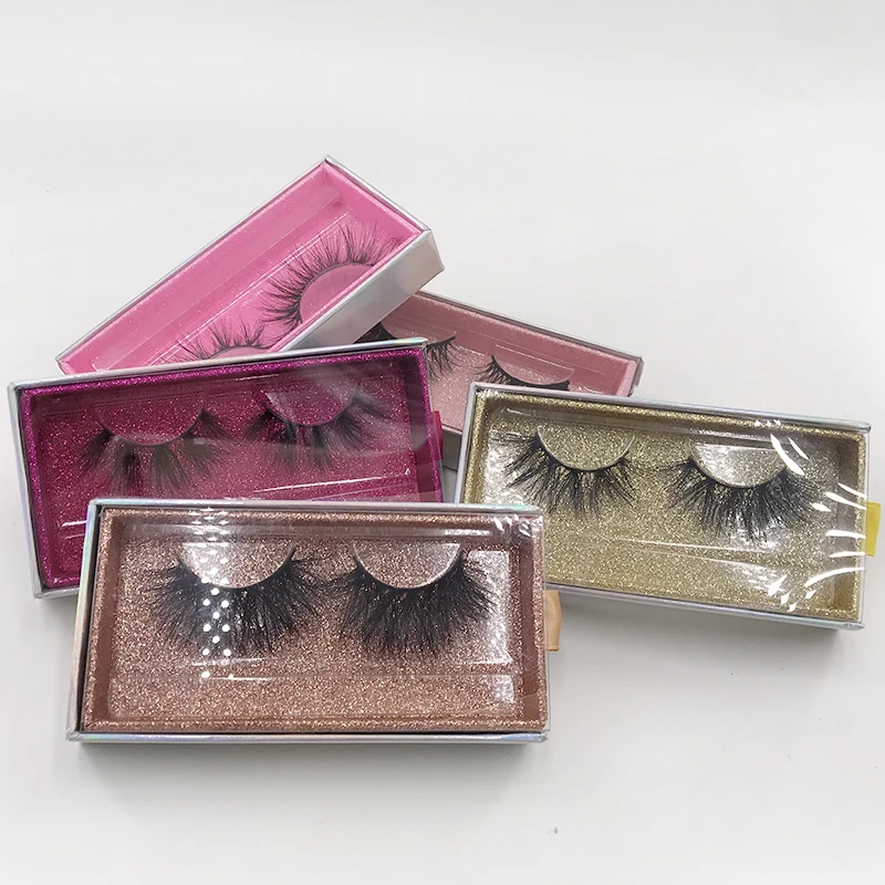 Пустые скользящие ящики для ресниц блестящие гладкие розовые с голографической