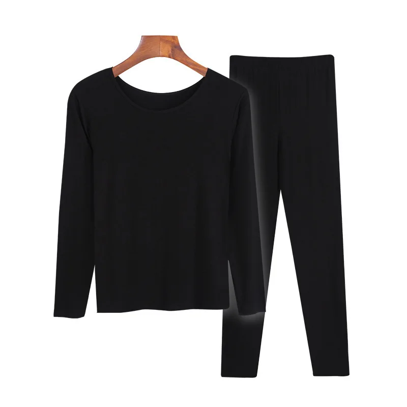 Thermal Underwear Suit Modal Plus Size Solid Color Slim Round Neck Base Thermal Wear Women New Sexy Winter Clothing