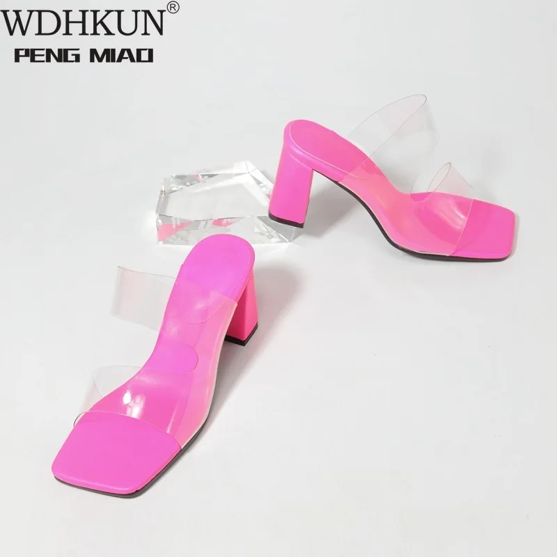 

HOT Sell Clear Heels Slippers Women Sandals Summer Shoes Woman Transparent Pvc High Pumps Wedding Jelly Buty Damskie High Heels