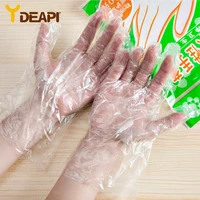 ydeapi hot 100pcs disposable gloves one off plastic restaurant bbq transparent eco friendly pe gloves kitchen garden accessories