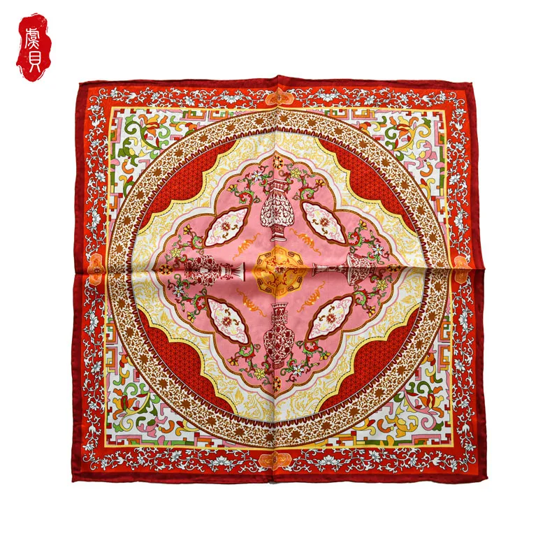 Женский шарф из натурального шелка мягкий квадратный платок 100% 50 см Подарочный в