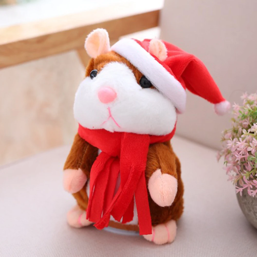 

Cartoon Smart Santa Talking Little Hamster Mouse Electric Cute Animal Speak Doll Recorder Children Pet Plush Educational Toys