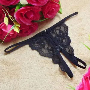 Женские Трусы-стринги с открытой промежностью, эротические прозрачные трусы-танга, с бантом, на ремешках