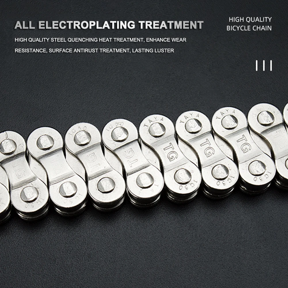 

6/7/8 Bicycle Speed Chain Mountain MTB Road Bike Electroplated Silver Chain 116 Links Variable Speed Cycling Accessories