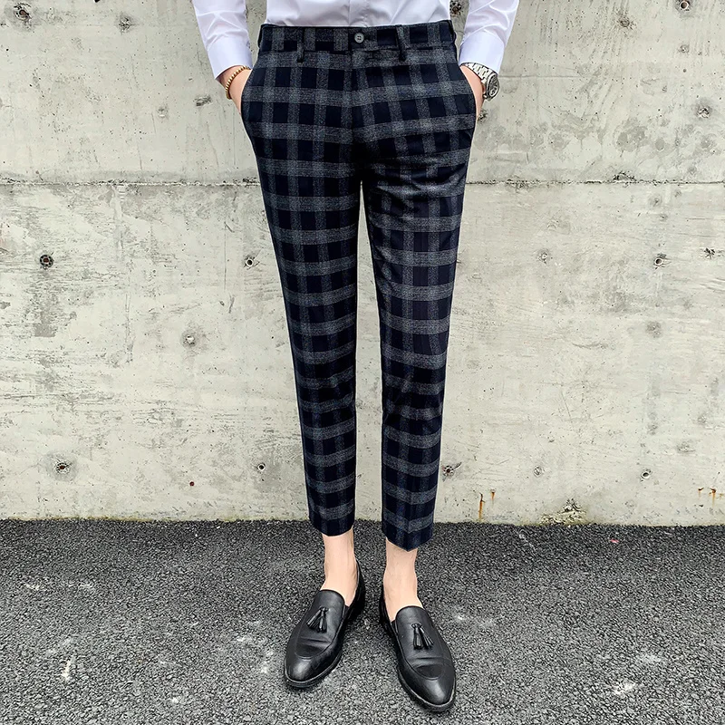 

Men Plaid Pants Quality Men's Dress Suit Pants Classic Retro Plaid Printed Casual Pants Men's Casual Business Club Formal Pants