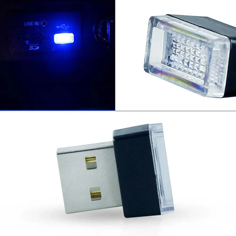 Автомобильная лампа USB окружающий порт освещение 20000 часов синий 20*16 мм хранение