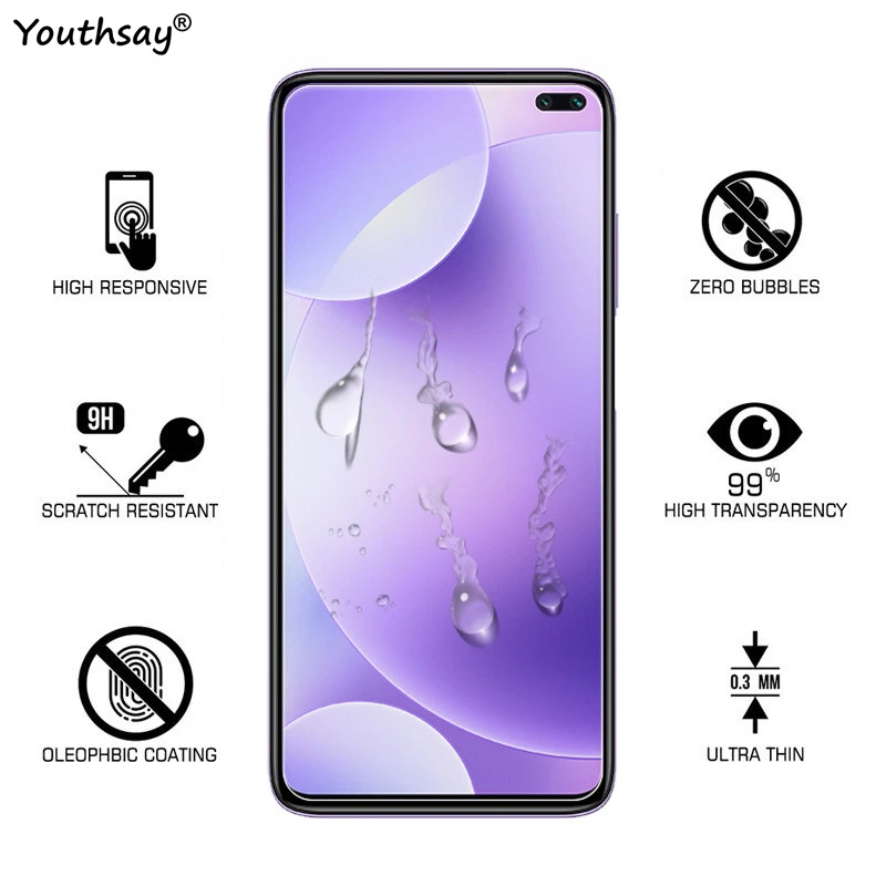 Protector de pantalla de vidrio templado para Xiaomi Redmi K30, pel&iacute;cula protectora para Xiaomi Poco X2, 2 uds.-1