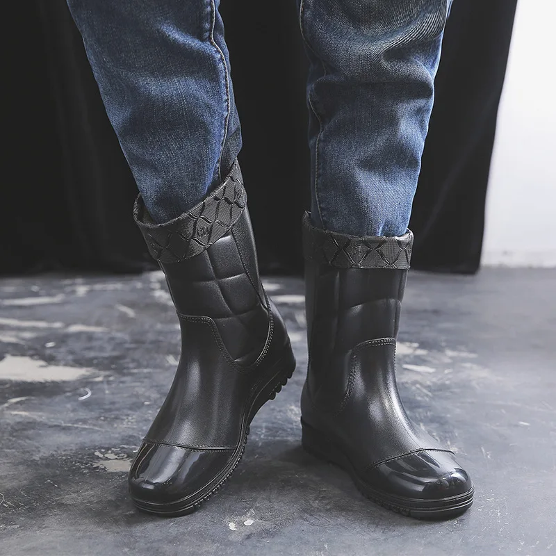 Зимние теплые ботинки для мужчин Резиновая обувь Непромокаемые Новинка 2019 года