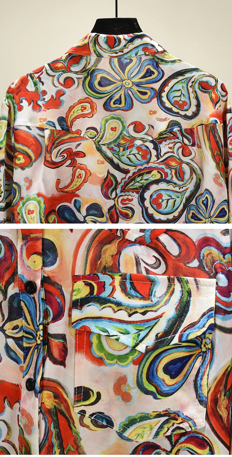 

New Arrival Designer floral print women's vintage Shirts High quality long sleeves Chiffon blouses shirt C697