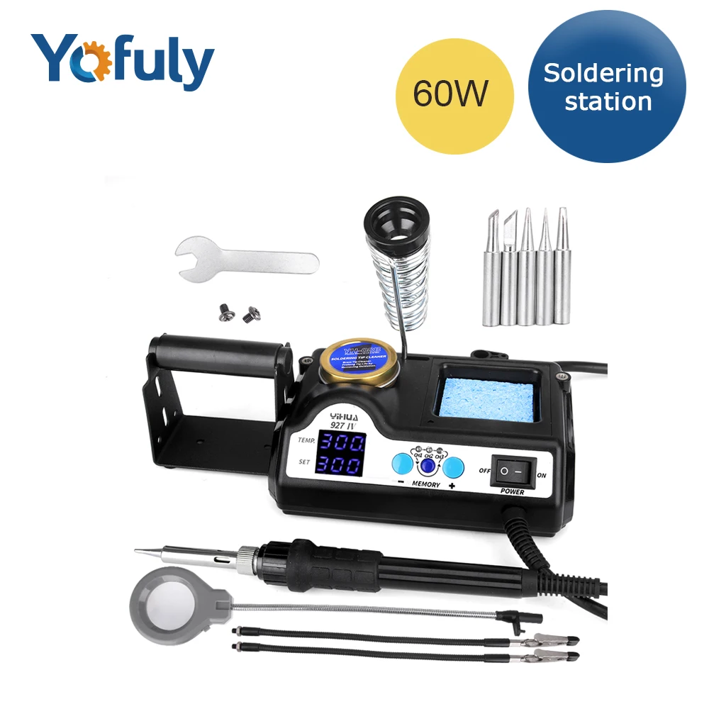 Паяльная станция 60 Вт цифровой дисплей штатив для паяльника + универсальный