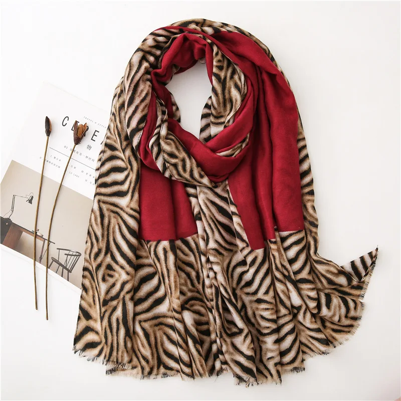 2019 Модный женский шарф из хлопка длинный Зебра шаль с принтом мусульманский