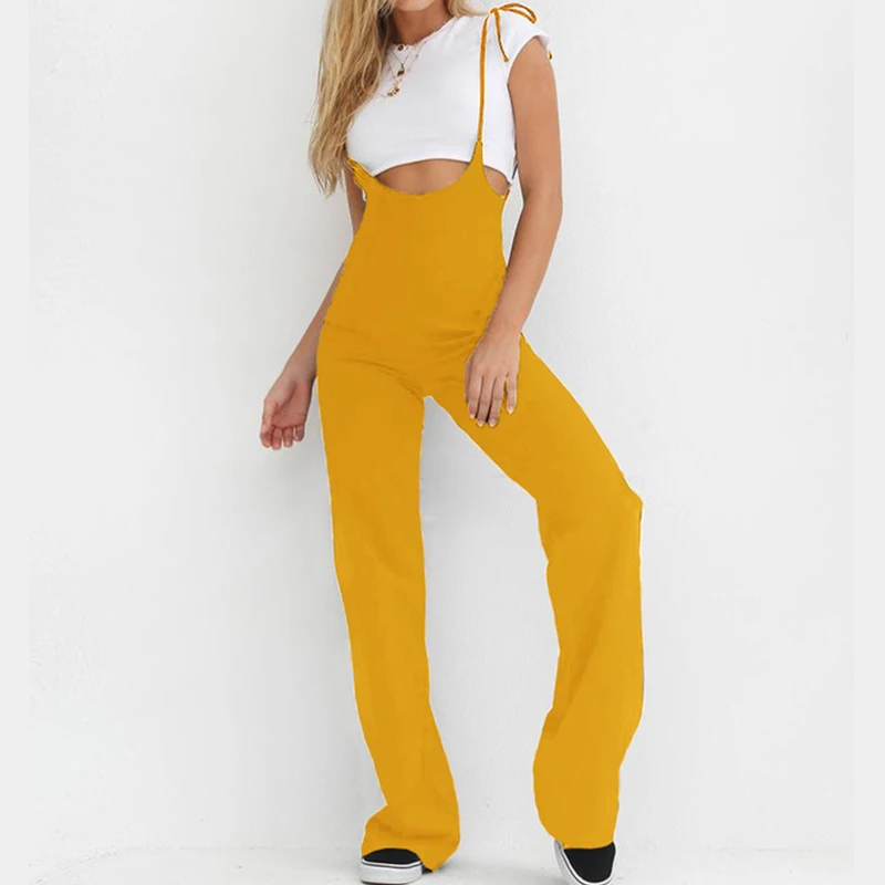 

2020 Fashion Suspenders High Waist Women Long Pants Straps Casual Elegant Flare Pants New Spring Autumn Suspenders Long Trouser