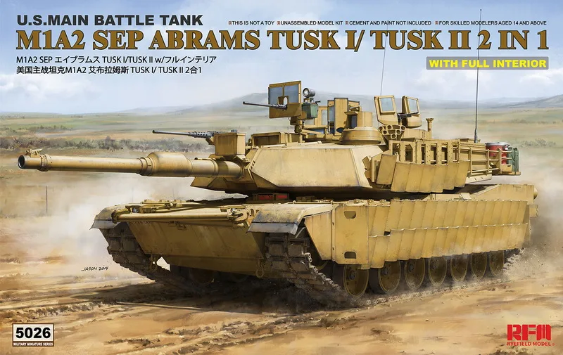 С полным интерьером [модель Rye Field] Ryefield модель RFM RM-5026 1/35 U.S.MBT M1A2 SEP ABRAMS TUSK I / II 2 в 1 -