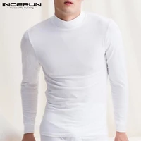 incerun tops 2022 autumn winter mens camiseta solid color all match simple bottoming t shirt long sleeve comeforable tees s 5xl