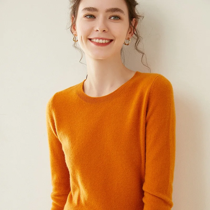 

Autumn and winter new women's pullover bottoming shirt 100% Australian wool