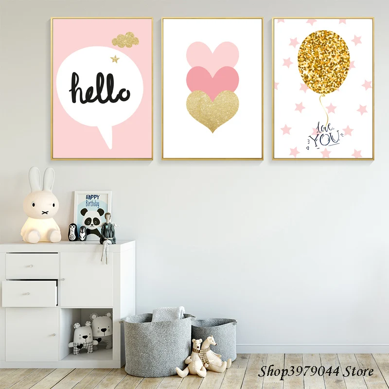 Любовь постер розовые звезды мультфильм холст печать Лебедь Искусство Постеры