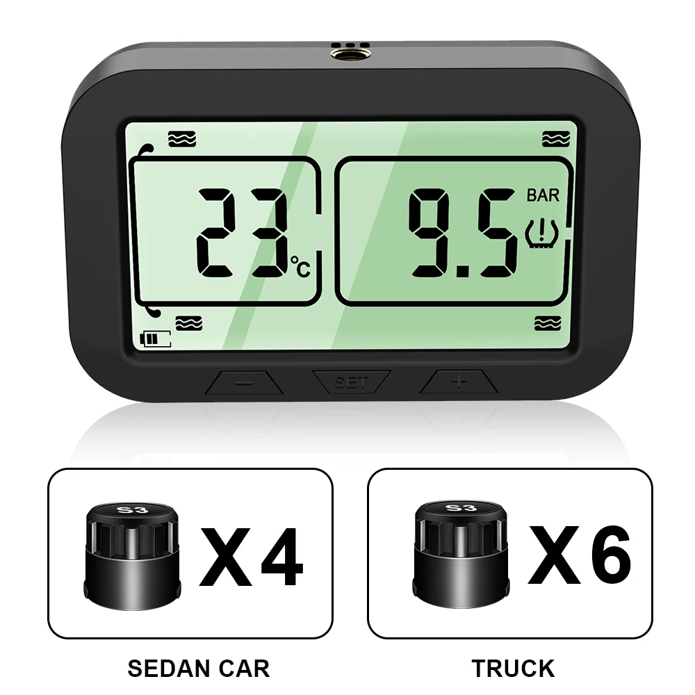 

Solar TMPS With 4/6 External Sensor LCD Display Tyre Pressure Monitor For Truck Bus Lorry Tire Pressure Monitor System