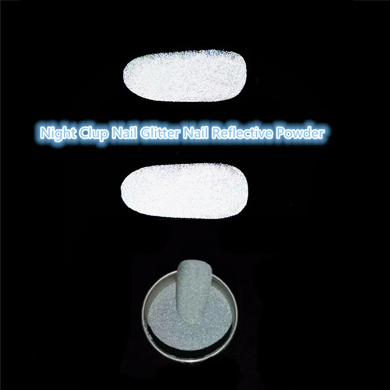 Отражающий белый свет для ногтей Блестящий серый светоотражающий порошок