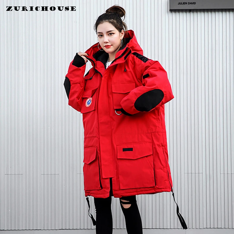 ZURICHOUSE более Размеры зимняя куртка Женская Толстая теплая для снежной погоды