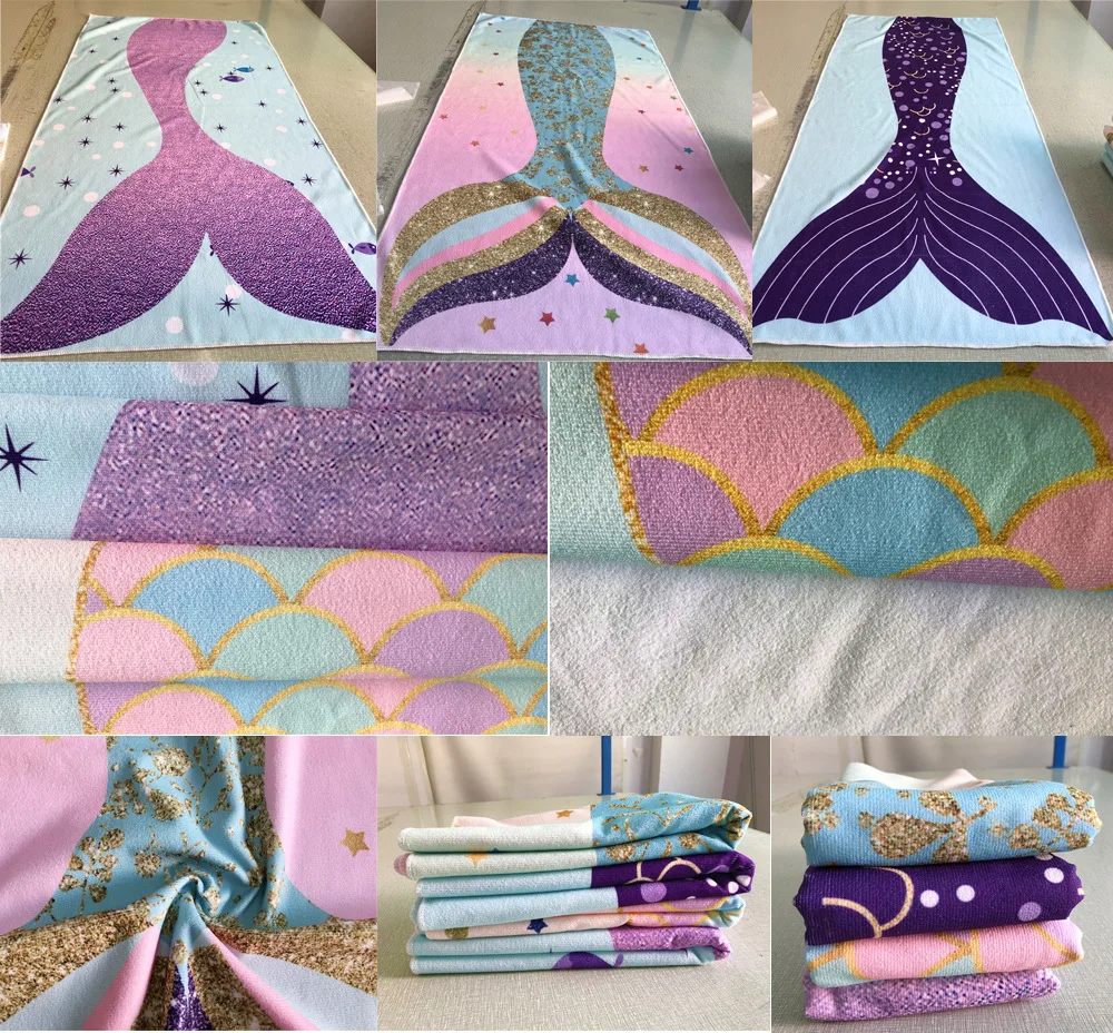 

Travel Swimming Camping and Picnic Mermaid Pattern Women Summer Beach Towels Non-fading Quick-Dry Beach Towels
