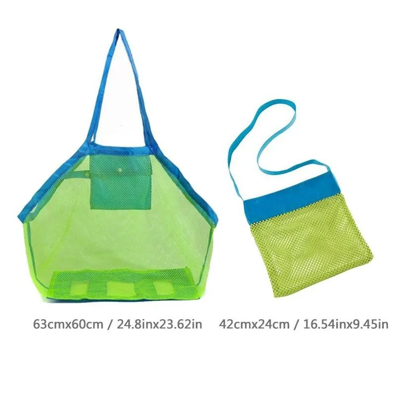 

24.8in / 16.54in Storage Bag Children Beach Mesh Toys Net Outdoor New Bag Away Sand Folding Storage Kids Tote U6E6