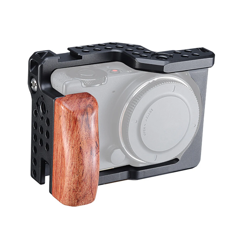 

For SIGMA FP Camera Accessoires Protective Camera Cage with Wooden Handle Microphone Light Cold Shoe Mount