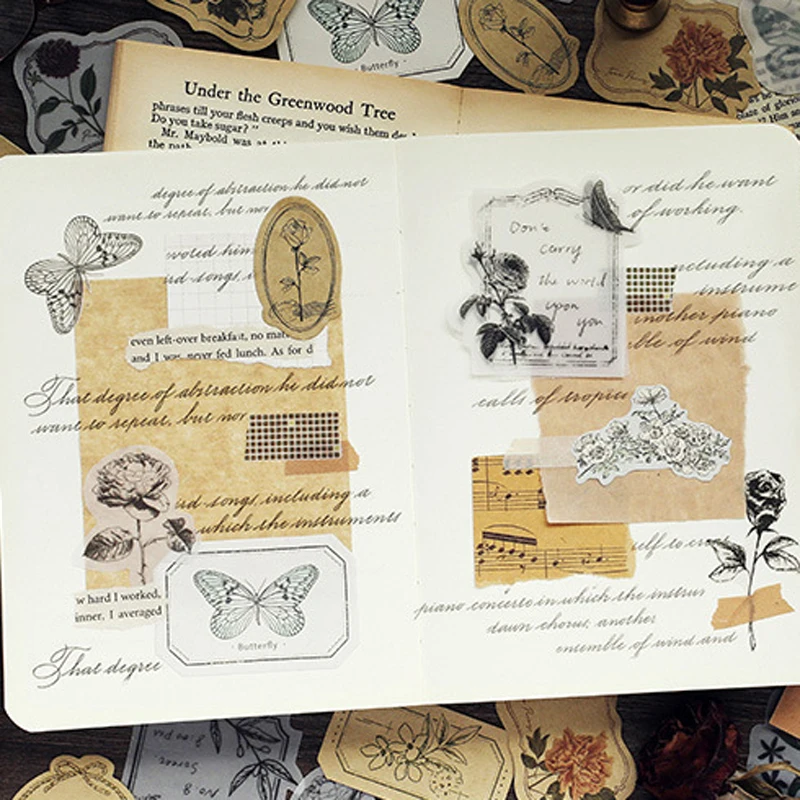 30Pcs/pack Vintage Plant Sticker Scrapbooking Creative DIY Journal Decorative Adhesive Kraft Paper Seal Stationery Supplies | Канцтовары