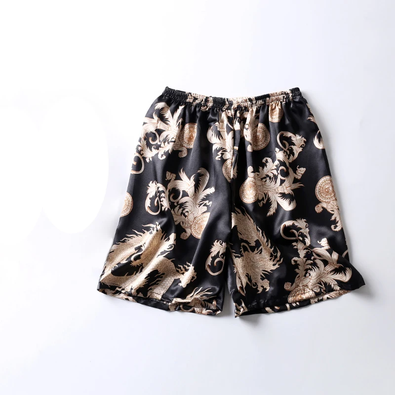 shorts 1 Мужской банный халат, мужские атласные шарфы, пижама с принтом тигра, мужская летняя одежда, мужская атласная пижама, Свободная Домашняя одежда - Цвет: shorts 1
