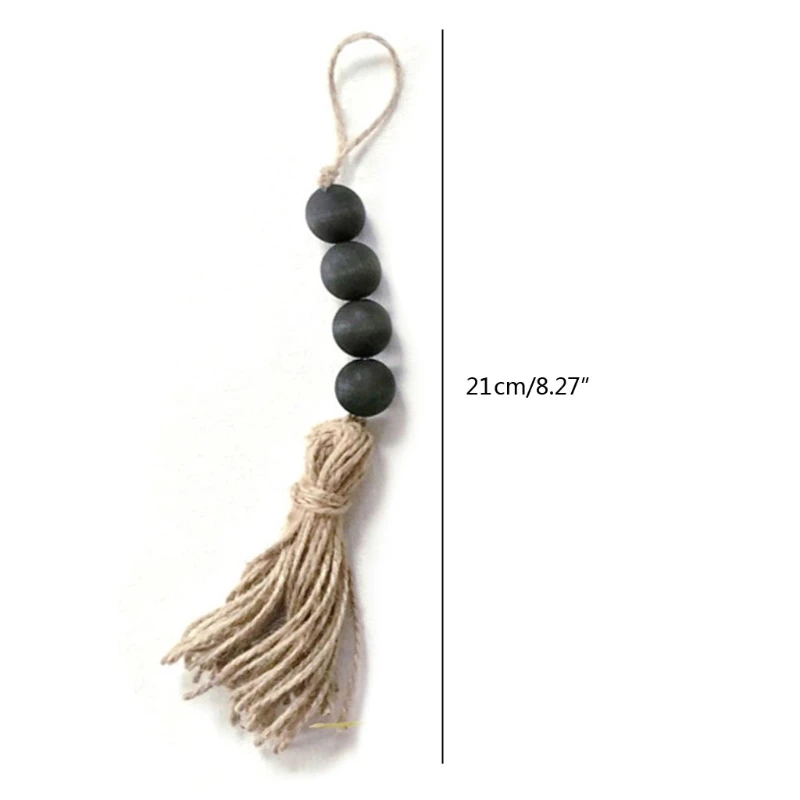 

1 Pc Tassel Farmhouse Beads Closet Door Handle Decoration Natural Wooden Bead Wedding Vase Ornament Home Decoration