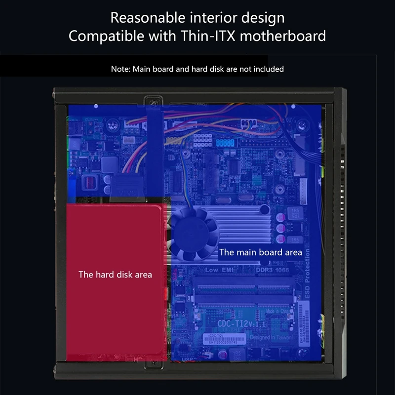 

TX01 ITX Case HTPC Chassis with Back Mount Bracket Mini-ITX Computer Case USB2.0 Industrial Control ITX Enclosure