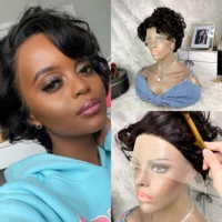 bliss short pixie cut human hair lace front wigs short brazilian human hair wigs curly human hair lace wigs for women