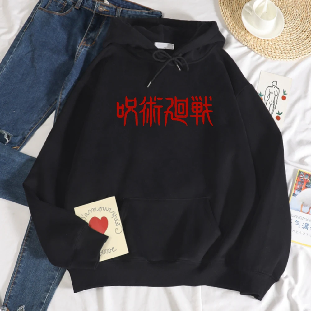 

Женская толстовка с капюшоном, с круглым вырезом и принтом в японском стиле