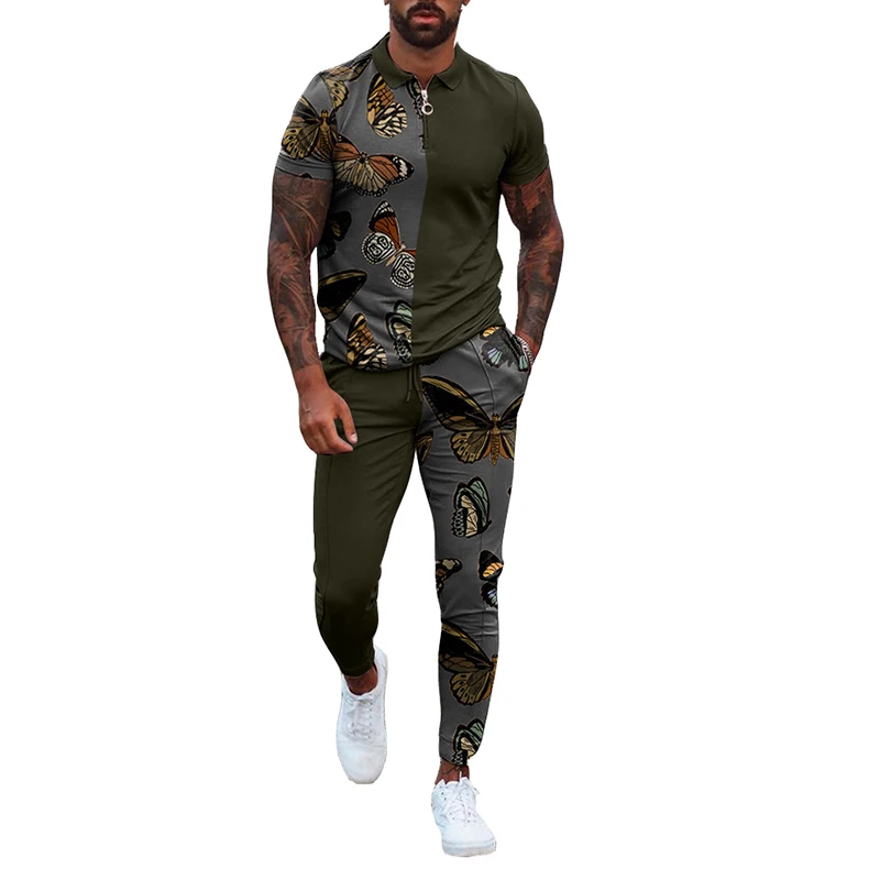 

Spring And Summer New Digital Printing Men's Suit Sports Fitness Short-Sleeved + Pants Men's 2 Casual Fashion T-Shirts
