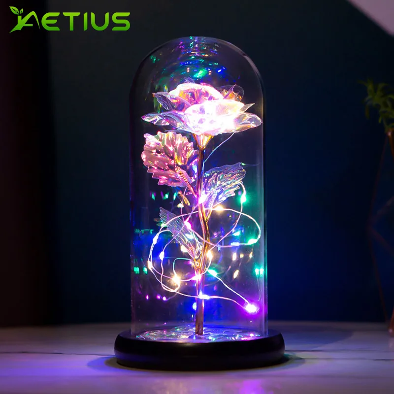

Drop shipping Galaxy Rose Flower 24K Foil Plated Gold Rose Creative Golden Rainbow Rose Valentine's Day Gift Wedding Deco