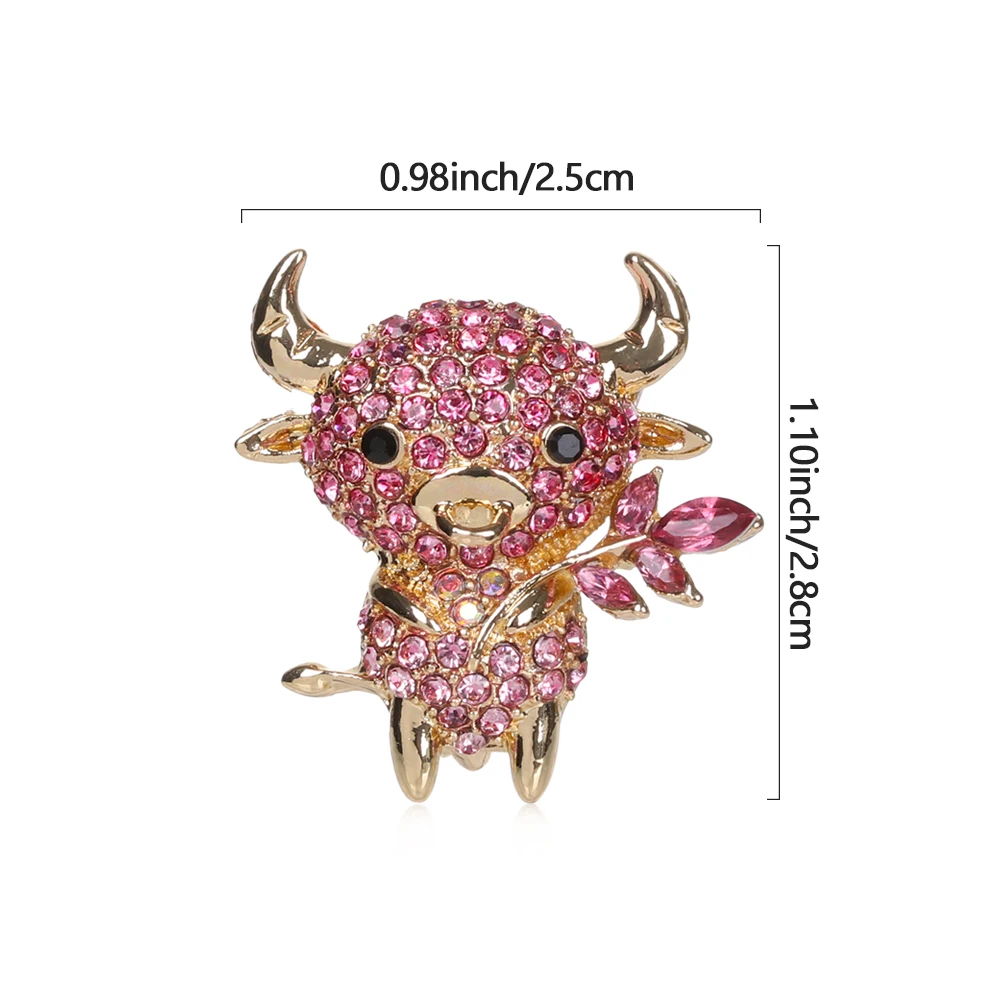1 шт. Стразы милые эмалью с изображением коровы броши для женщин китайский быка