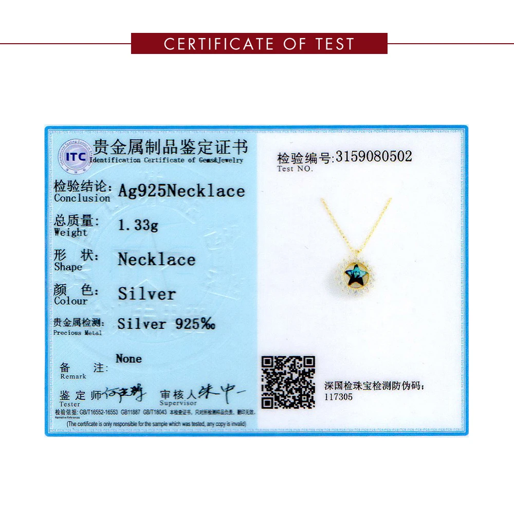 

ZEMIOR Star Necklace For Women 925 Sterling Silver Blue Austria Crystal Circle Pendant Necklaces Female Fine Jewelry Hot Sale