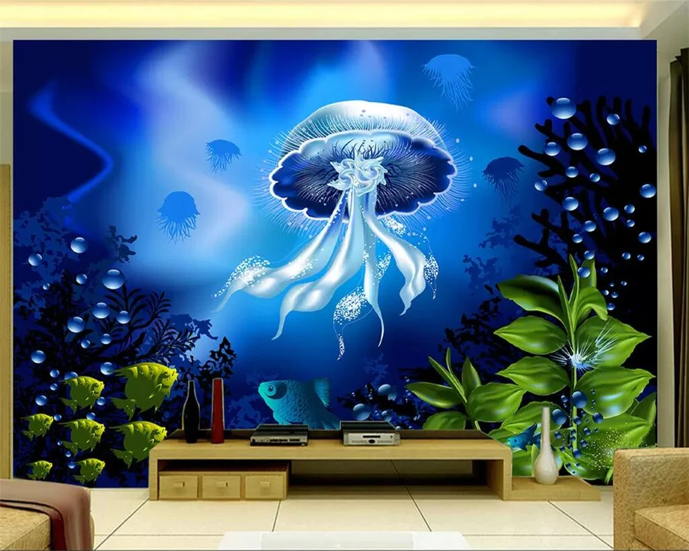3DBEIBEHANG Custom wallpaper murals fashion 3D underwater sea world jellyfish living room TV background wall decorative painting