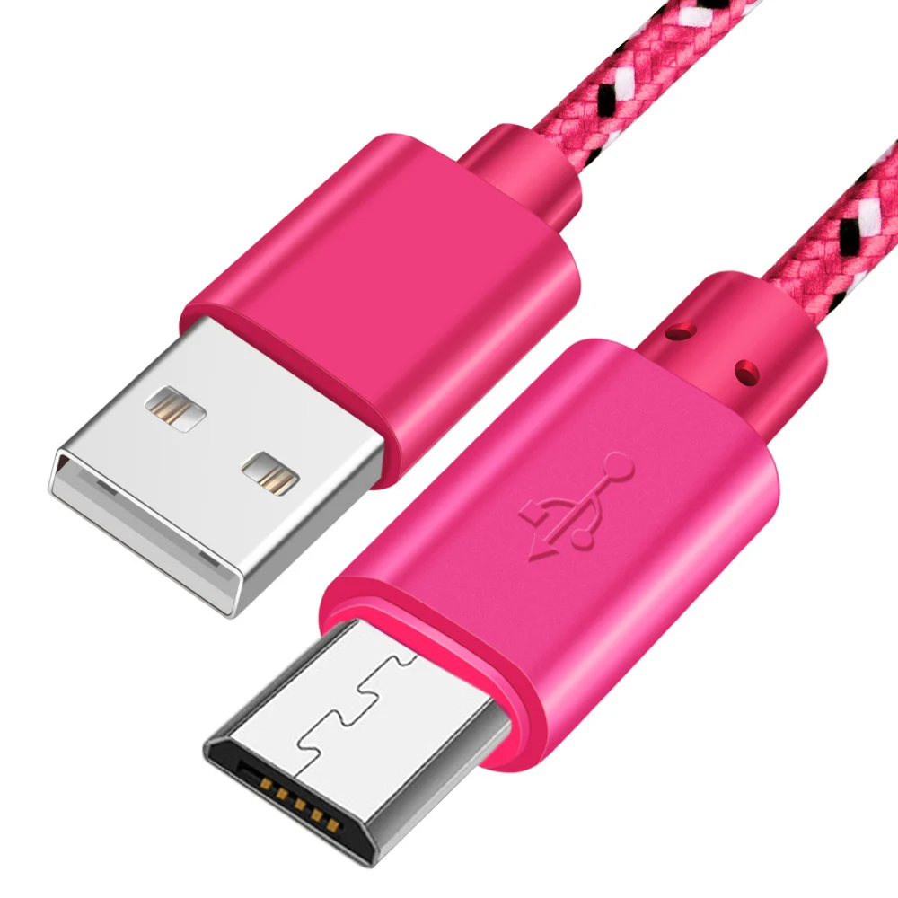 Micro USB кабель для синхронизации данных USB кабель для зарядки samsung htc huawei Xiaomi Tablet Android 1 м/2 м/3 м нейлоновая оплетка USB кабели для телефонов
