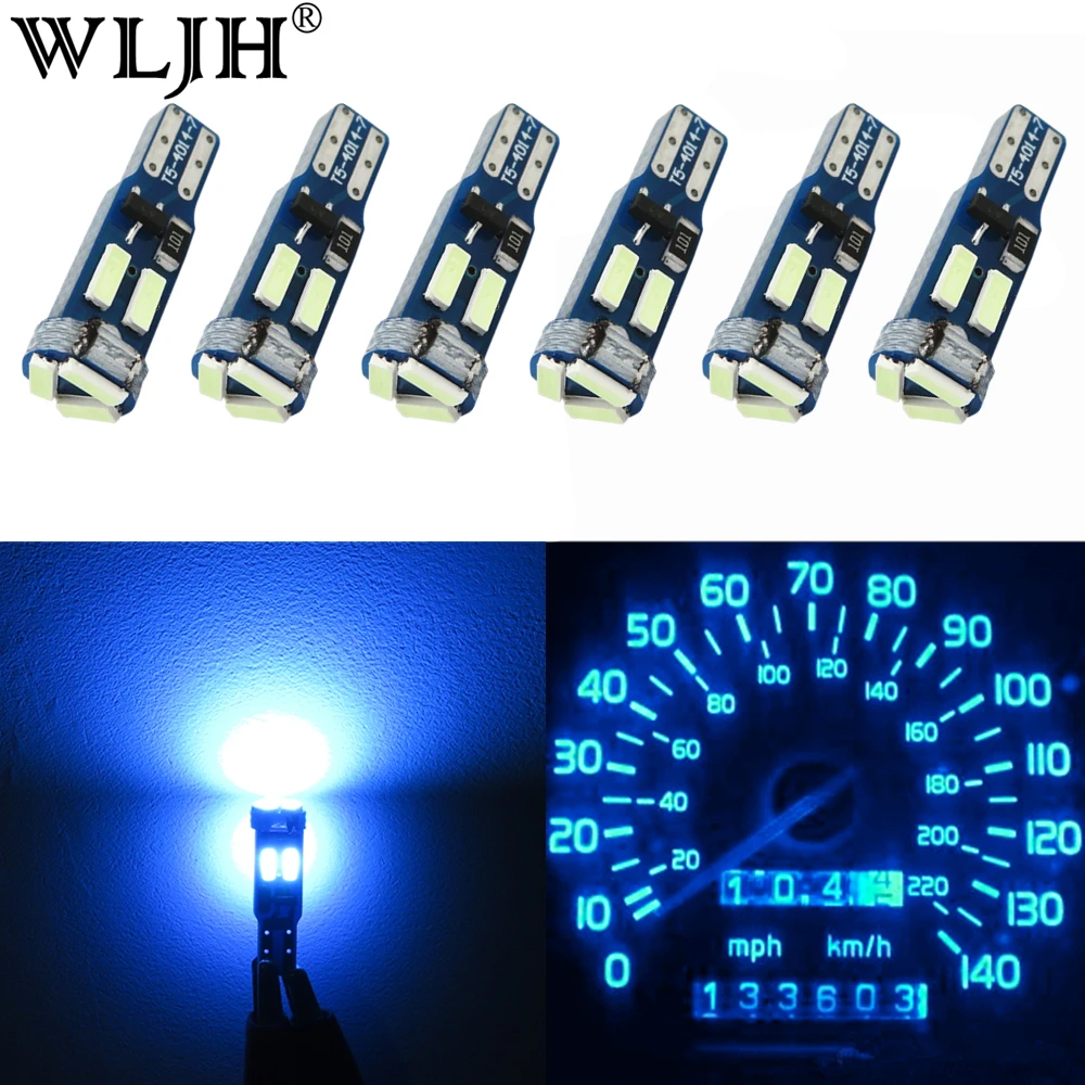 WLJH 6x Canbus высокий яркий светодиодный T5 17 37 73 74 286 2721 4014 чип Автомобильный инструмент