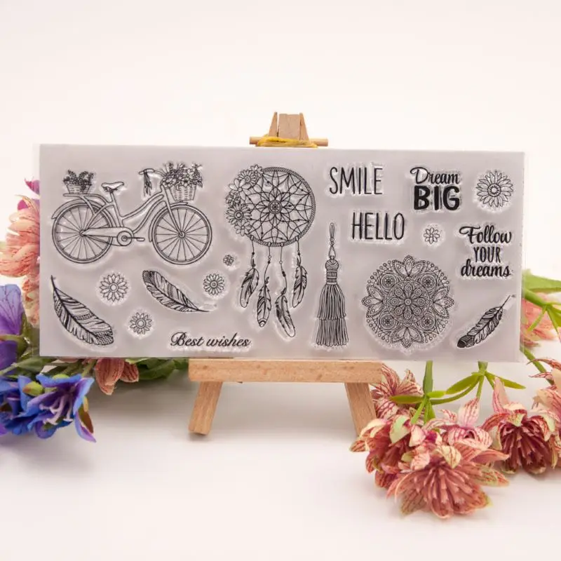 Велосипед перо силиконовый прозрачный печать штамп DIY Скрапбукинг рельефная