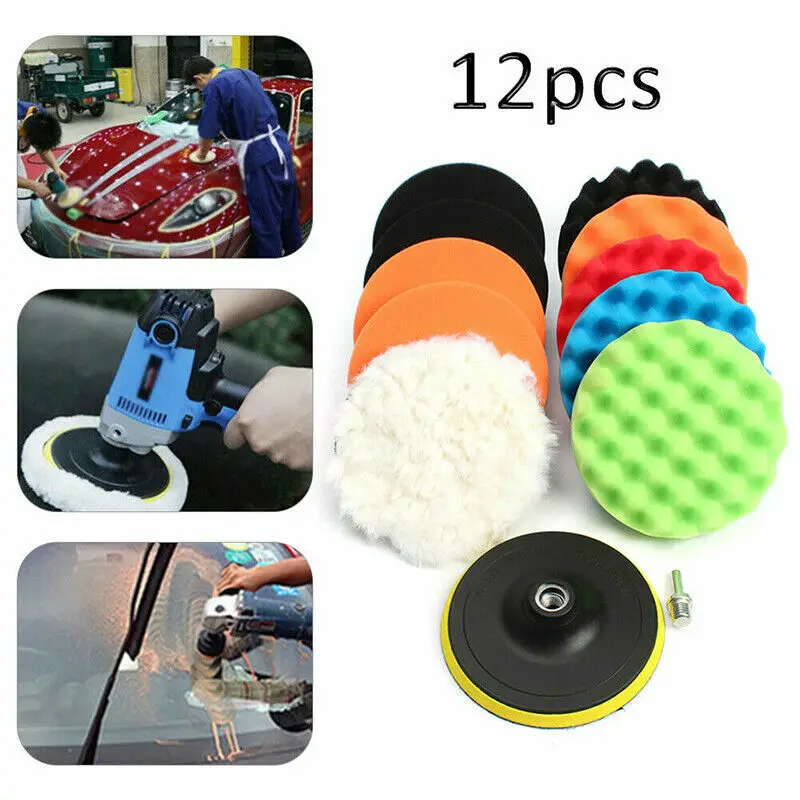 

Car Polishing pad 12pcs set 5 inch 125mm Buffer Buffing Sponge Accessories